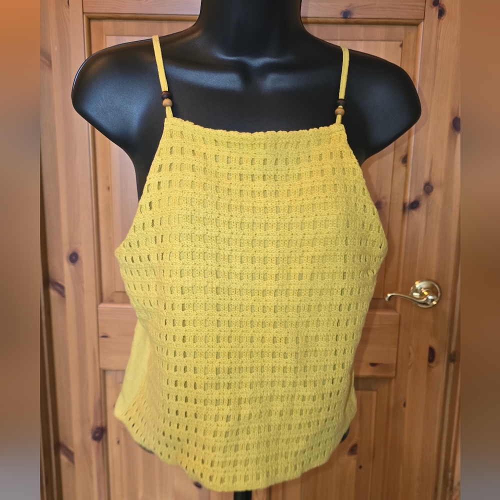 Love on a Hanger Yellow and Cream Crochet Camisoles - Picture 4 of 10